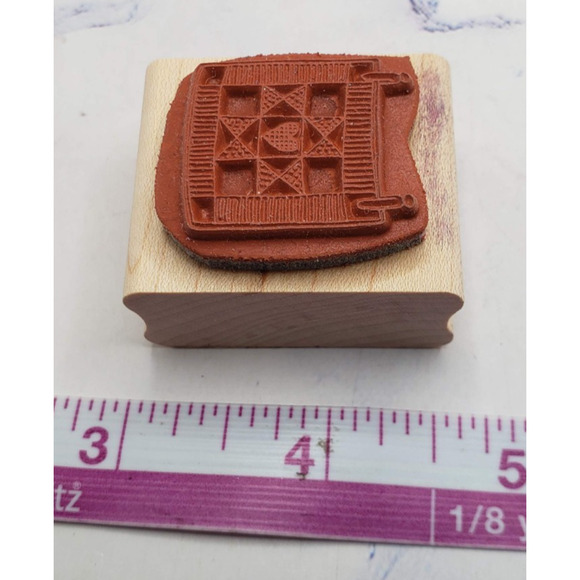 Stampin Up Loving Heart Quilt Block Wood Mounted Rubber Stamp - Picture 6 of 7